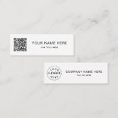 Zwart Script QR op wit Mini-oproepkaartontwerp Contactkaartje (Voorkant / Achterkant)