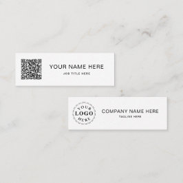 Zwart Script QR op wit Mini-oproepkaartontwerp Contactkaartje
