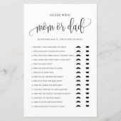 Zwart script raad wie Baby shower van mama of papa (Voorkant)