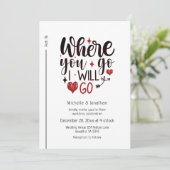 Zwart Script Red Hearts Christelijk Bijbel Bruilof Kaart (Staand voorkant)