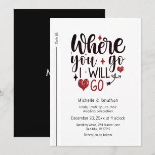 Zwart Script Red Hearts Christelijk Bijbel Bruilof Kaart