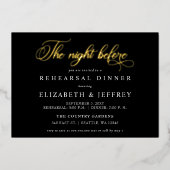 Zwart script: 's nachts voor repetitie folie uitnodiging (Voorkant)