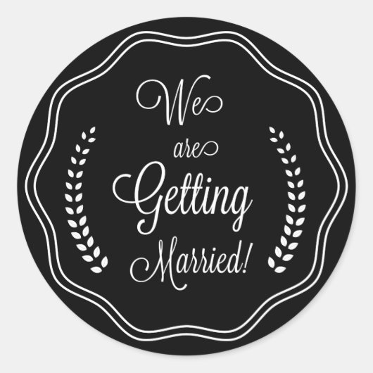 Zwart Script Seal Sla de datum op Ronde Sticker (Voorkant)