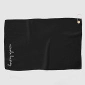 Zwart script | Stijlvol Monogram Modern Minimalist Golfhanddoek (Horizontaal)