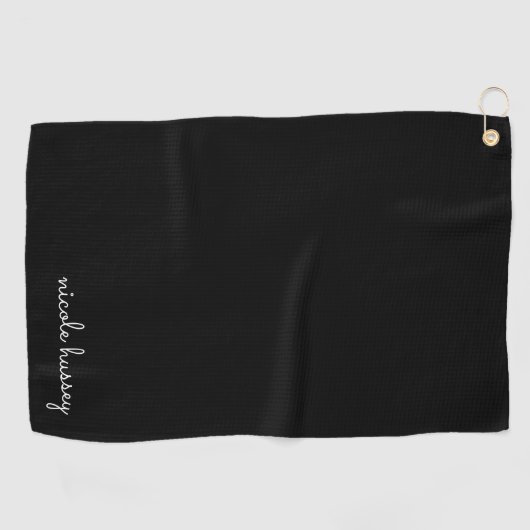Zwart script | Stijlvol Monogram Modern Minimalist Golfhanddoek (Horizontaal)