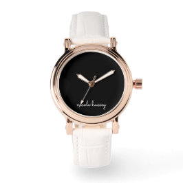 Zwart script | Stijlvol Monogram Modern Minimalist Horloge