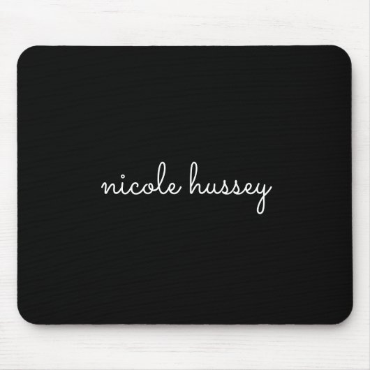 Zwart script | Stijlvol Monogram Modern Minimalist Muismat (Voorkant)