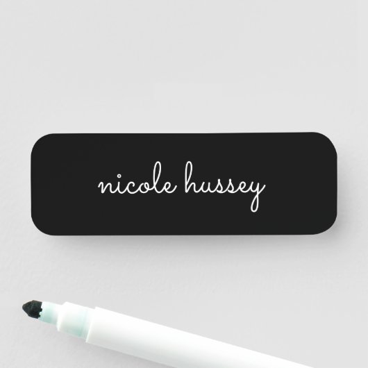 Zwart script | Stijlvol Monogram Modern Minimalist Naamplaatje (In situ)