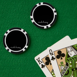 Zwart script | Stijlvol Monogram Modern Poker Chips
