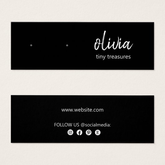 Zwart Script Stud Oorbel Display Kaart (Voorkant /achterkant)