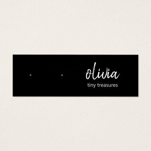 Zwart Script Stud Oorbel Display Kaart (Voorkant)