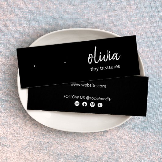 Zwart Script Stud Oorbel Display Kaart