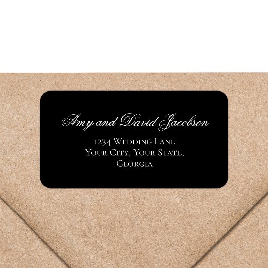 Zwart Script Trouwadreslabelblad Minimaal Etiket
