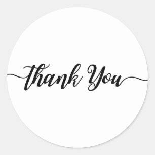 Zwart Script Type Wit Bedankt Feest Modern Ronde Sticker