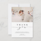 Zwart script voor altijd dankbare bruiloft 2 foto bedankkaart (Achterkant)