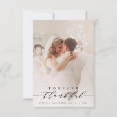 Zwart script voor altijd dankbare bruiloft foto bedankkaart (Voorkant)