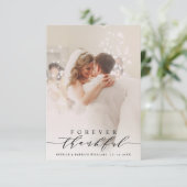 Zwart script voor altijd dankbare bruiloft foto bedankkaart (Staand voorkant)
