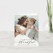 Zwart script voor altijd dankbare bruiloft foto bedankkaart (Voorkant)