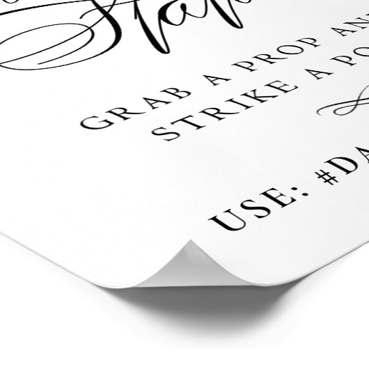 Zwart script voor Elegant Selfie-station | Sociale Poster (Hoek)