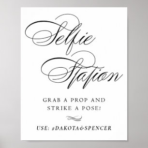 Zwart script voor Elegant Selfie-station   Sociale Poster