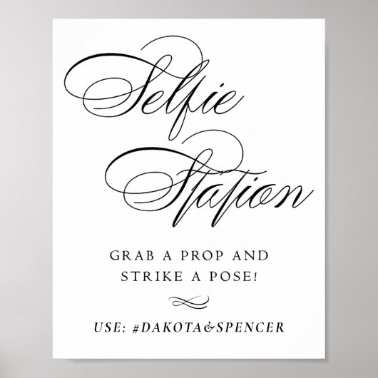 Zwart script voor Elegant Selfie-station | Sociale Poster (Voorkant)