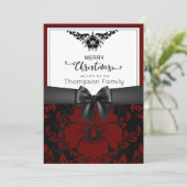 Zwart script vrolijk kerstfeest nieuwjaar kaart (Staand voorkant)