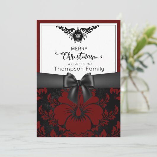 Zwart script vrolijk kerstfeest nieuwjaar kaart (Staand voorkant)