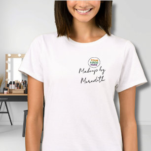 Zwart Script Werknemersnaam Zakelijk Logo Make-up T-shirt