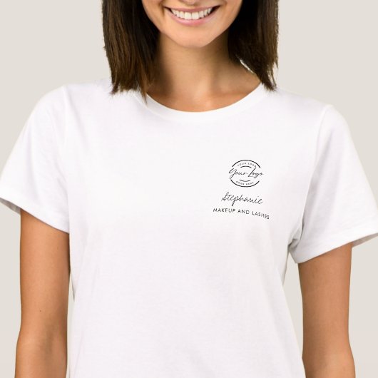 Zwart Script Werknemersnaam Zakelijk Logo Make-up T-shirt