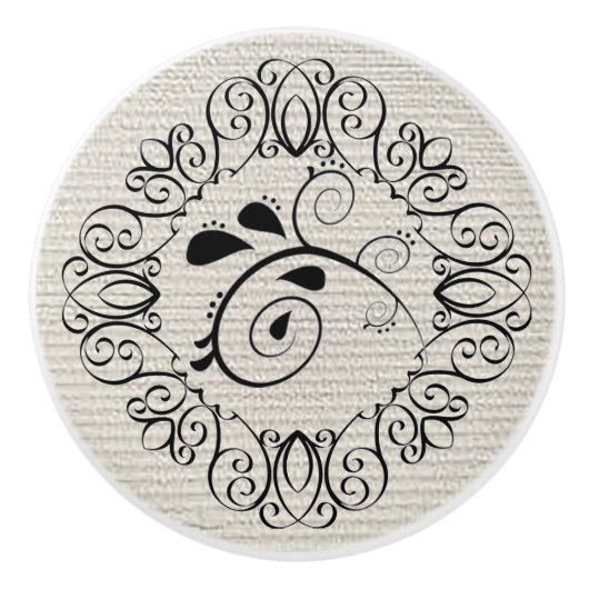 Zwart Scroll Keramische knop / Pull (Voorkant)