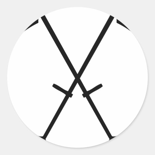 Zwart Scythe gekruist pictogram Ronde Sticker (Voorkant)