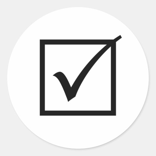 Zwart selectievakje ronde sticker (Voorkant)