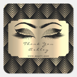 Zwart Sepia Glitter Gold Lash Eyes Dank je Vierkante Sticker