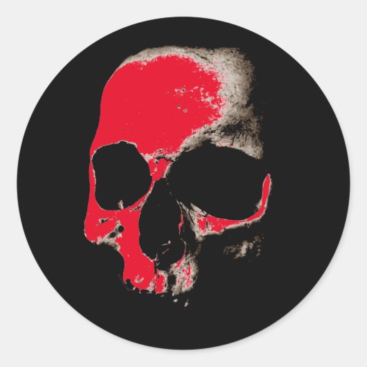 Zwart Sepia Red Skull College Ronde Sticker (Voorkant)