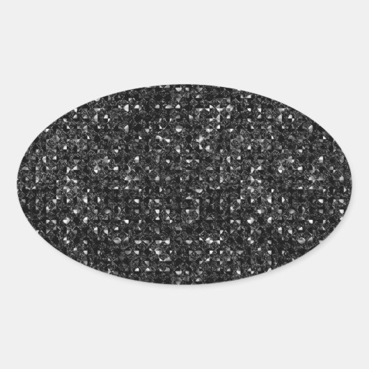 Zwart Sequin Effect Ovale Sticker Sheets (Voorkant)