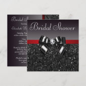 Zwart Sequins Diamond Bow Rood Vrijgezellenfeest Kaart (Voorkant / Achterkant)
