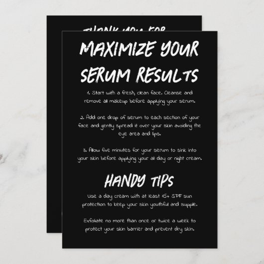 Zwart serum instructie Sjabloon Kaart (Voorkant / Achterkant)