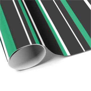 Zwart, Shamrock Groen, en Witte Streep Cadeaupapier