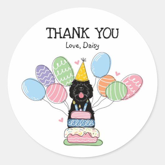 Zwart Sheepadoodle Favor Tags Sticker (Voorkant)