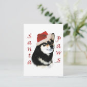 Zwart Shiba Inu Santa Paws Feestdagenkaart (Staand voorkant)