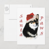 Zwart Shiba Inu Santa Paws Feestdagenkaart (Voorkant / Achterkant)