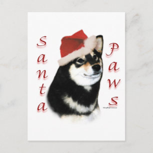 Zwart Shiba Inu Santa Paws Feestdagenkaart