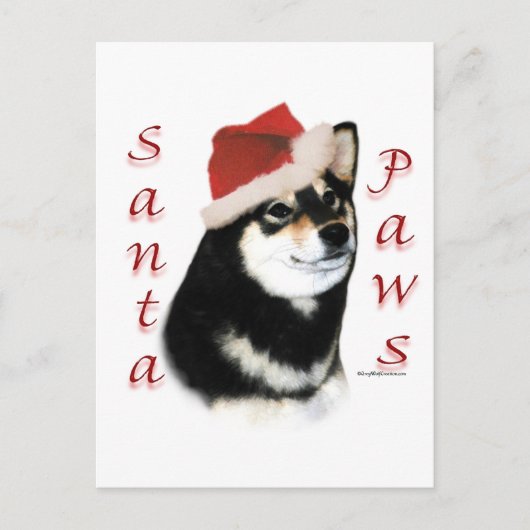 Zwart Shiba Inu Santa Paws Feestdagenkaart (Voorkant)