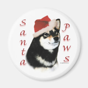 Zwart Shiba Inu Santa Paws - Magneet