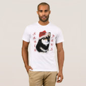 Zwart Shiba Inu Santa Paws T-shirt (Voorkant volledig)