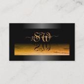 Zwart Shimmery Lijst Sinaasappel Patroon en Initia Visitekaartje (Voorkant)