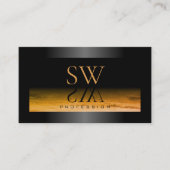 Zwart Shimmery Lijst Sinaasappel Patroon en Monogr Visitekaartje (Voorkant)