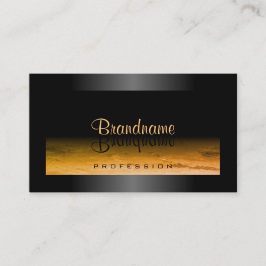 Zwart Shimmery Lijst Sinaasappel Patroon Stijlvol Visitekaartje (Voorkant)