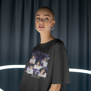 Zwart shirt met rap stijl vintage opdruk custom fo