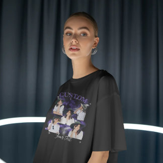 Zwart shirt met rap stijl vintage opdruk custom fo